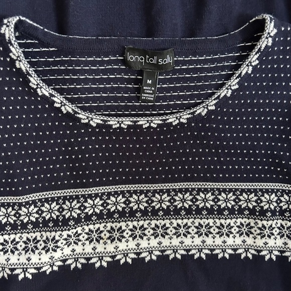 Fairisle holiday/fall tunic or short sweater dress in navy (Long Tall Sally) - Picture 3 of 3